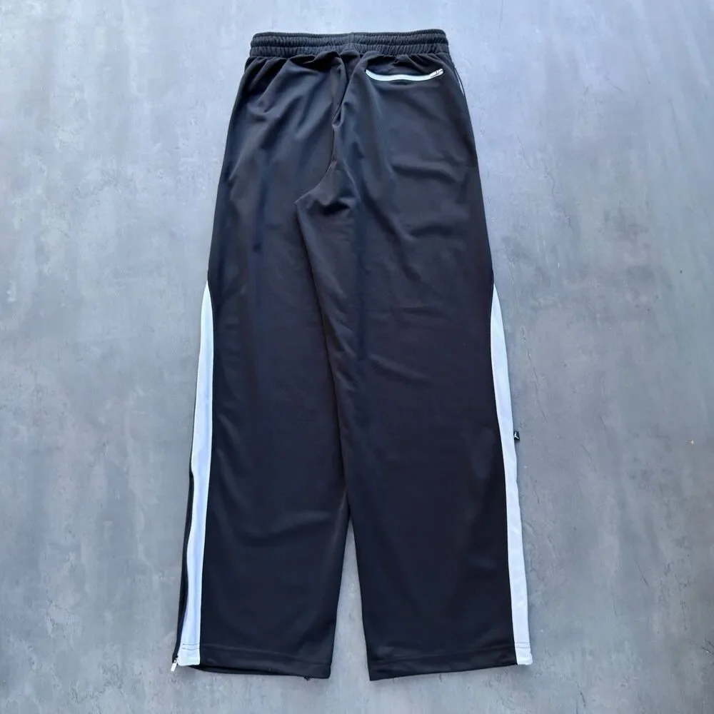 Jordan Dri-FIT Track Pants Men’s Medium Black White Wide Leg Basketball Zip Hem